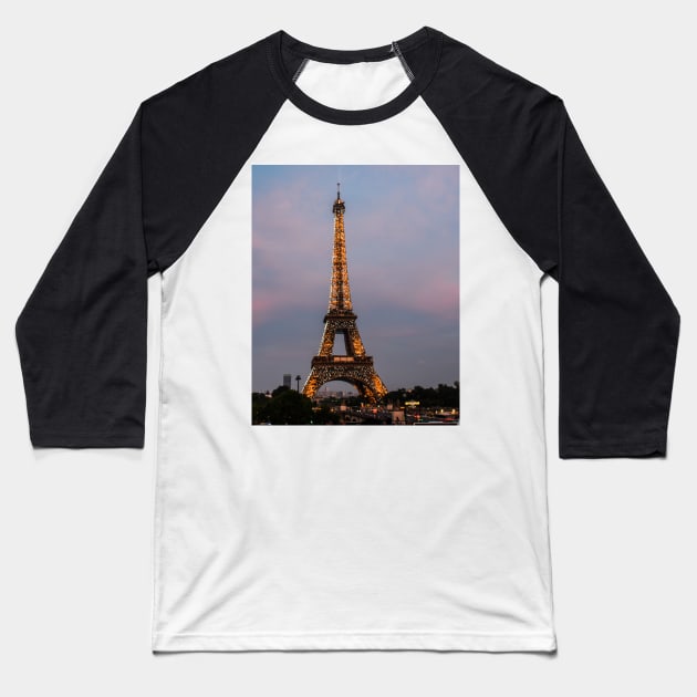 Eiffel Tower at Night Baseball T-Shirt by photosbyalexis